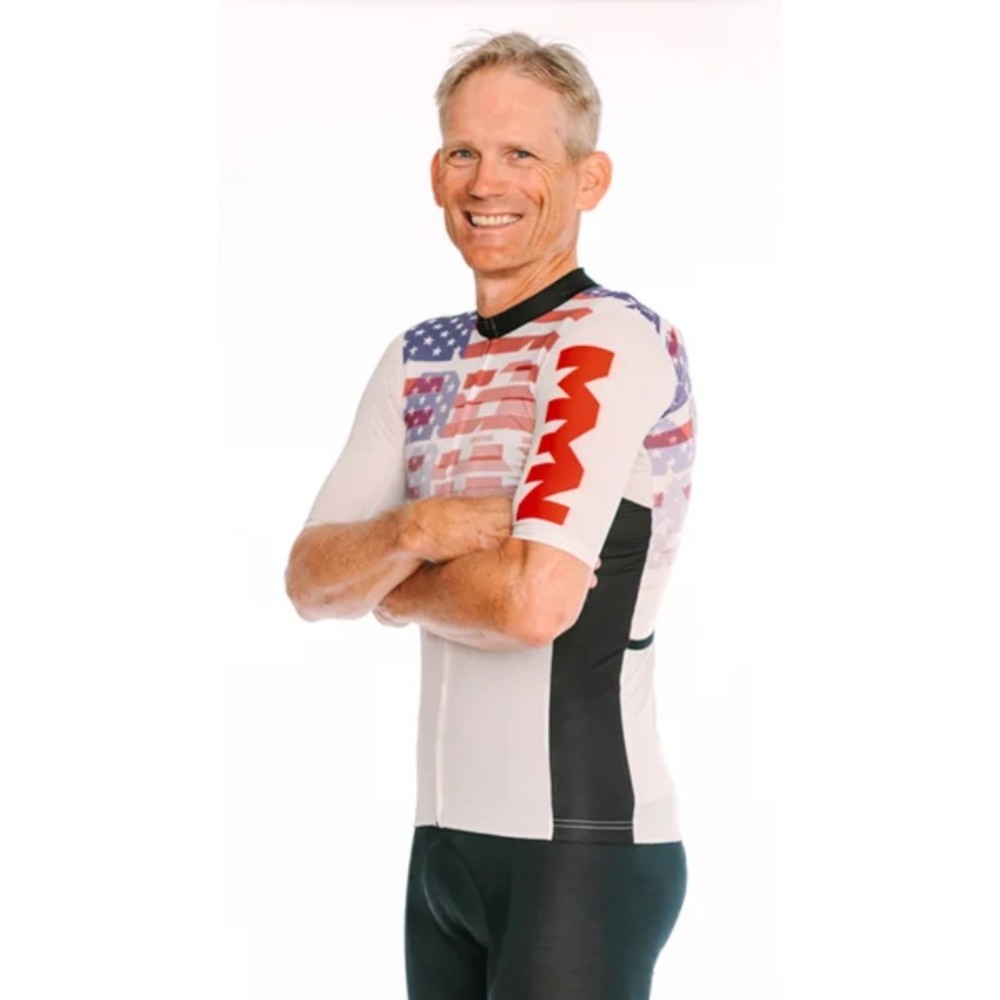 MYN America Cycling Jersey Full Zip S/S Mens XL Patriotic Flag MADE IN ITALY